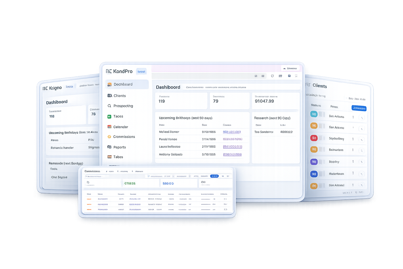 KundPro Medicare CRM dashboard with client management, calendar, and book of business tracking for independent Medicare insurance agents